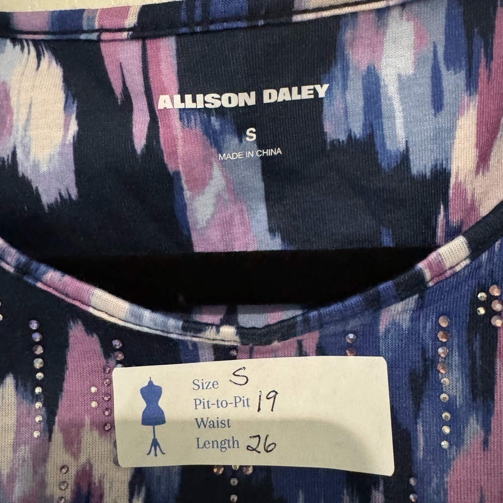 Allison Daley Long Sleeve Top - Blue and Purple Abstract - Picture 4 of 6